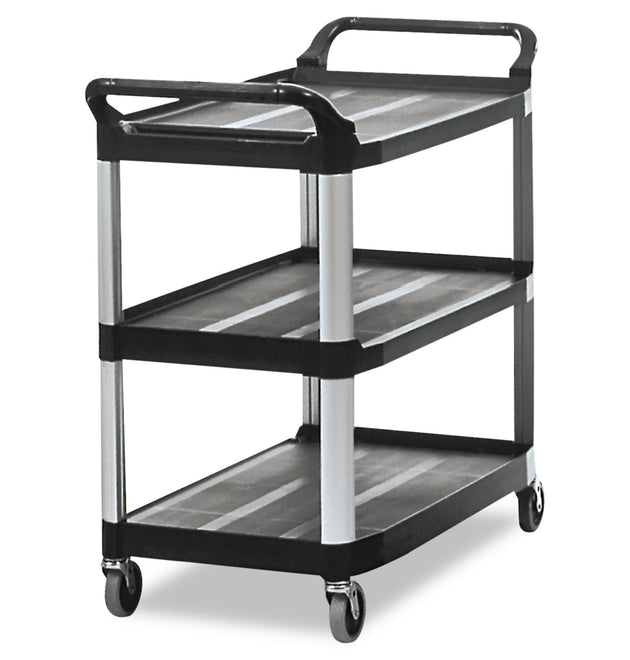 Xtra Utility Cart with Open Sides, Plastic, 3 Shelves, 300 lb Capacity, 40.63