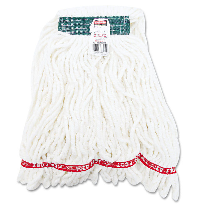 Web Foot Shrinkless Looped-End Wet Mop Head, Cotton/Synthetic, Medium, White