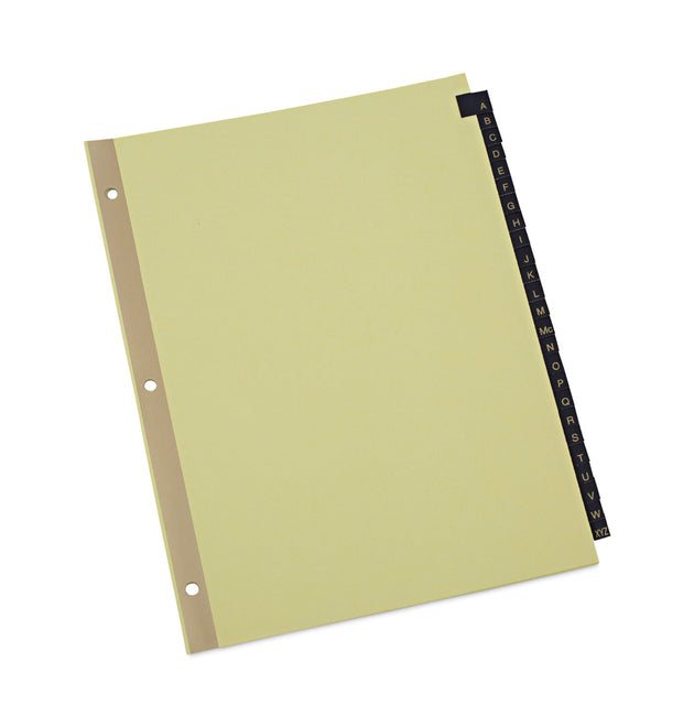 Deluxe Preprinted Simulated Leather Tab Dividers with Gold Printing, 25-Tab, A to Z, 11 x 8.5, Buff, 1 Set