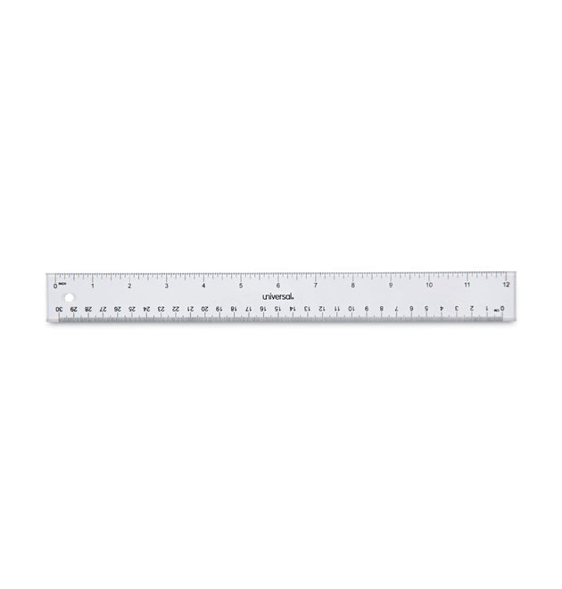 Clear Plastic Ruler, Standard/Metric, 12