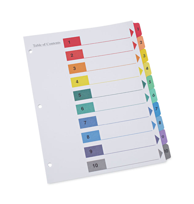 Deluxe Table of Contents Dividers for Printers, 10-Tab, 1 to 10; Table Of Contents, 11 x 8.5, White, 6 Sets