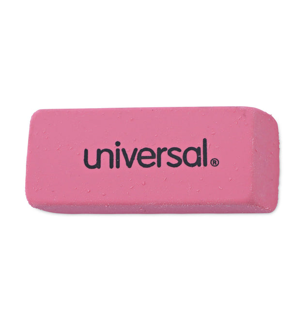 Bevel Block Erasers, For Pencil Marks, Slanted-Edge Rectangular Block, Large, Pink, 20/Pack