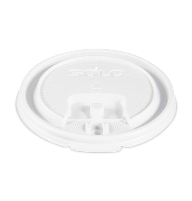 Lift Back and Lock Tab Lids for Paper Cups, Fits 8 oz Cups, White, 100/Sleeve, 10 Sleeves/Carton