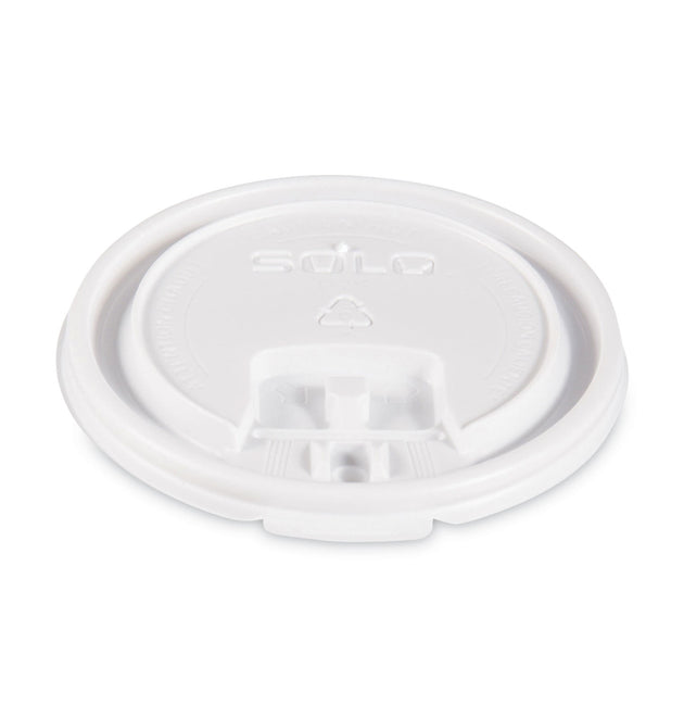 Lift Back and Lock Tab Lids for Paper Cups, Fits 10 oz Cups, White, 100/Sleeve, 10 Sleeves/Carton