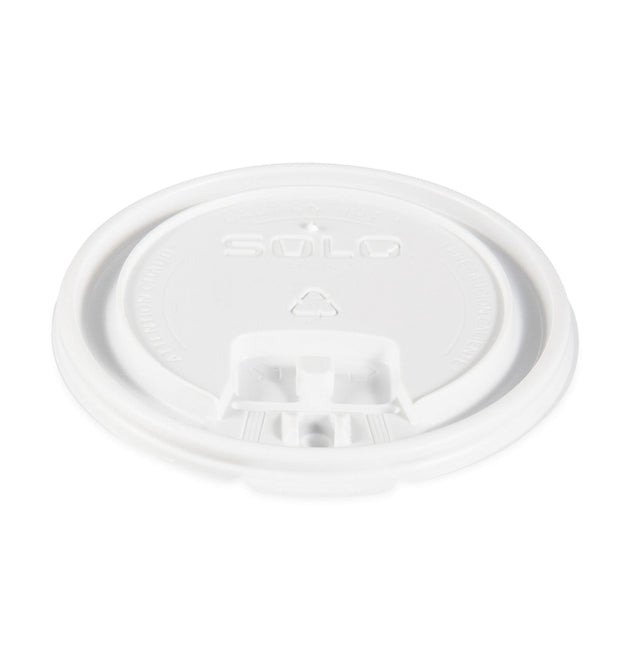 Lift Back and Lock Tab Lids for Paper Cups, Fits 10 oz to 24 oz Cups, White, 100/Sleeve, 10 Sleeves/Carton