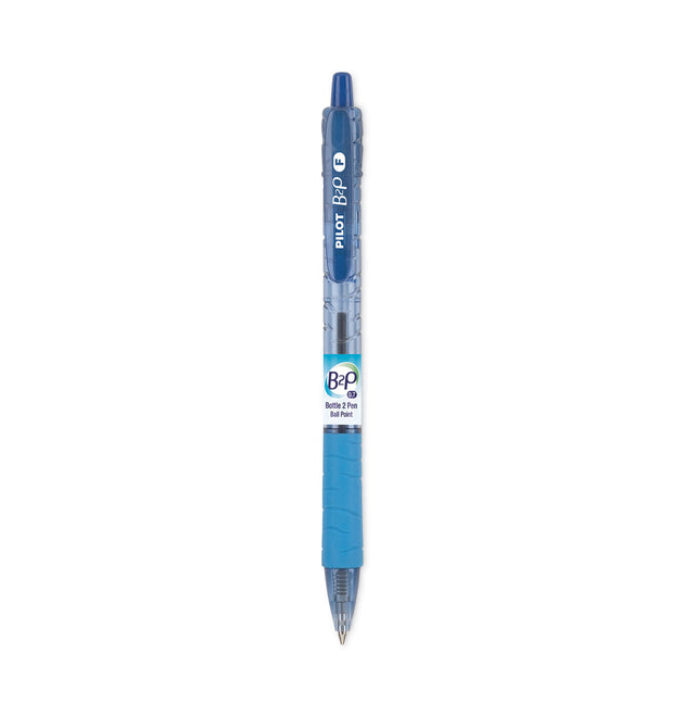 B2P Bottle-2-Pen Recycled Ballpoint Pen, Retractable, Fine 0.7 mm, Blue Ink, Translucent Blue Barrel, Dozen