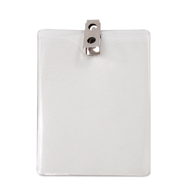 ID Badge Holders with Clip, Vertical, Clear 3.38