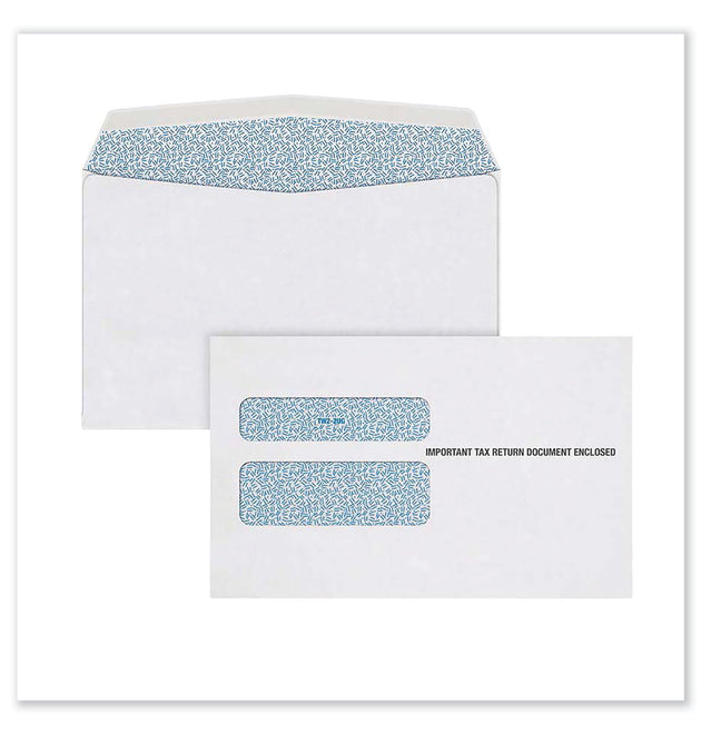 W-2 Gummed Seal Double-Window Envelopes, Commercial Flap, Gummed Closure, 5.63 x 9, White, 24/Pack