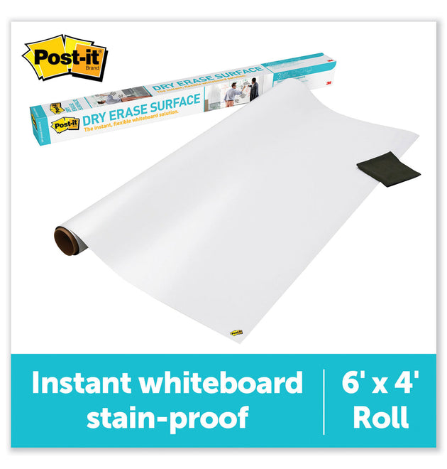 Dry Erase Surface with Adhesive Backing, 72 x 48, White Surface