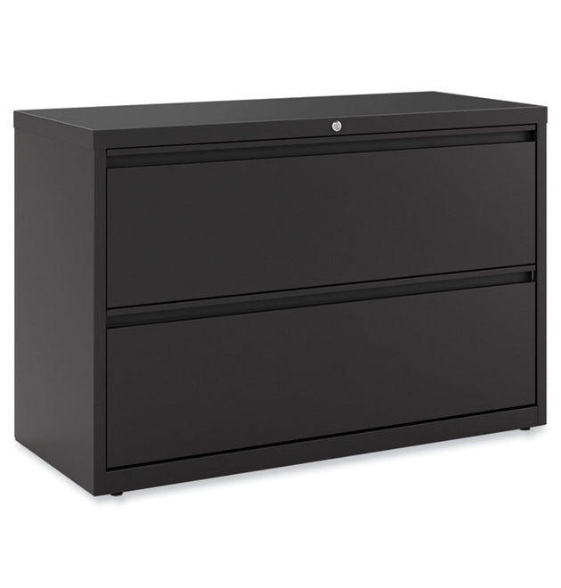 Lateral File, 2 Legal/Letter-Size File Drawers, Black, 42