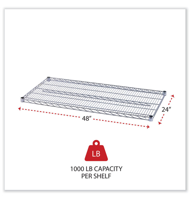 Industrial Wire Shelving Extra Wire Shelves, 48w x 24d, Silver, 2 Shelves/Carton