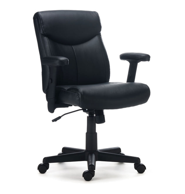 Alera Harthope Leather Task Chair, Supports Up to 275 lb, Black Seat/Back, Black Base