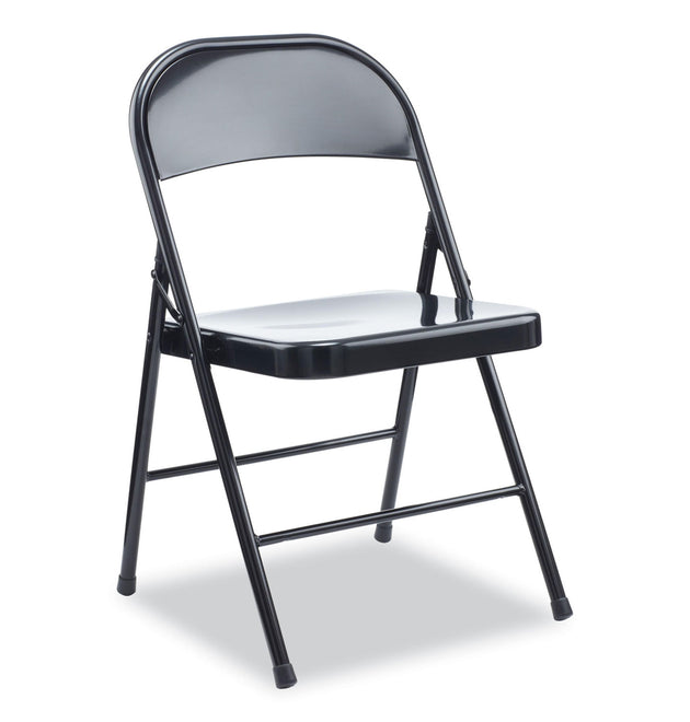 Armless Steel Folding Chair, Supports Up to 275 lb, Black Seat, Black Back, Black Base, 4/Carton