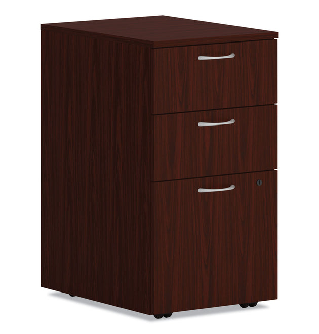 Mod Mobile Pedestal, Left or Right, 3-Drawers: Box/Box/File, Legal/Letter, Traditional Mahogany, 15