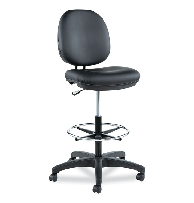 Interval Series Swivel Task Stool, PVC-Free Faux Leather, Black