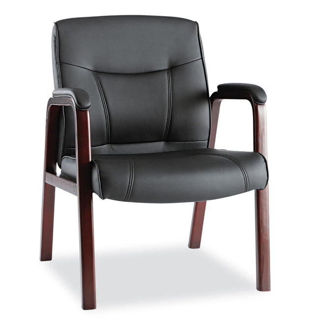 Alera Madaris Series Bonded Leather Guest Chair with Wood Trim Legs, 25.39