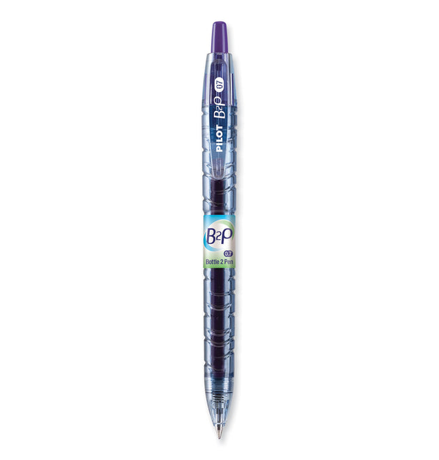 B2P Bottle-2-Pen Recycled Gel Pen, Retractable, Fine 0.7 mm, Purple Ink, Translucent Blue Barrel