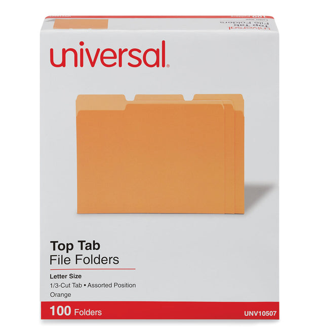 Deluxe Colored Top Tab File Folders, 1/3-Cut Tabs: Assorted, Letter Size, Orange/Light Orange, 100/Box