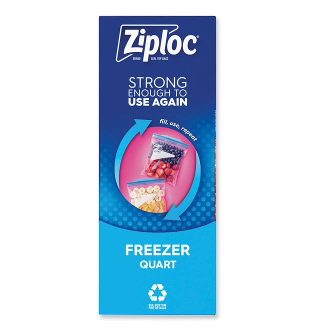 Double Zipper Freezer Bags, 1 qt, 2.7 mil, 6.97