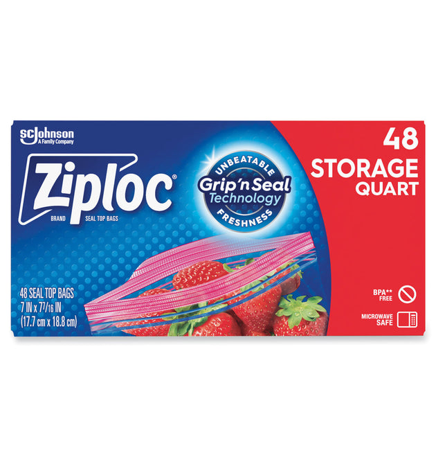 Double Zipper Storage Bags, 1 qt, 1.75 mil, 9.63