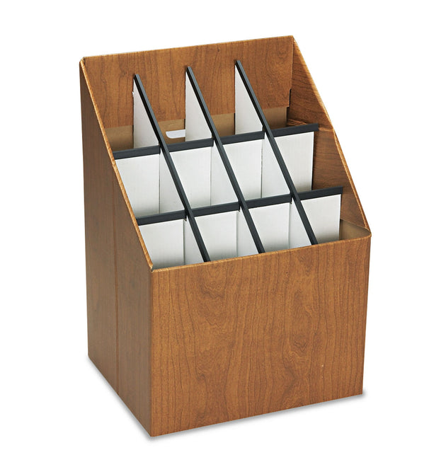 Corrugated Roll Files, 12 Compartments, 15w x 12d x 22h, Woodgrain