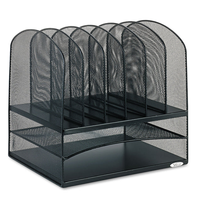 Onyx Mesh Desk Organizer with Two Horizontal and Six Upright Sections, Letter Size Files, 13.25