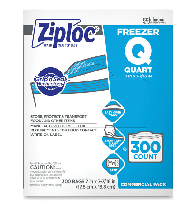 Double Zipper Freezer Bags, 1 qt, 2.7 mil, 7