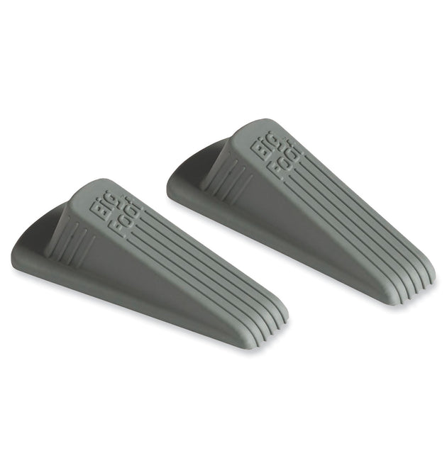 Big Foot Doorstop, No Slip Rubber Wedge, 2.25w x 4.75d x 1.25h, Gray, 2/Pack