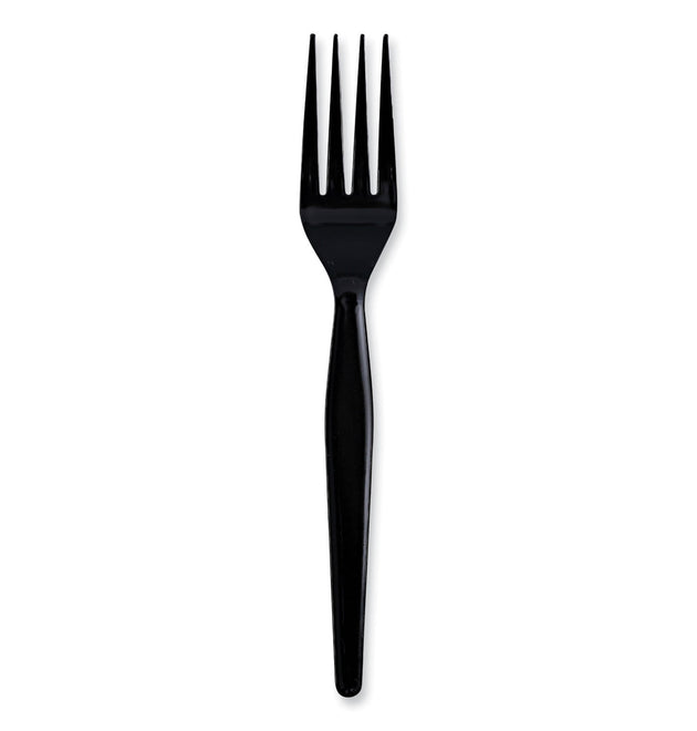 Heavyweight Wrapped Polystyrene Cutlery, Fork, Black, 1,000/Carton