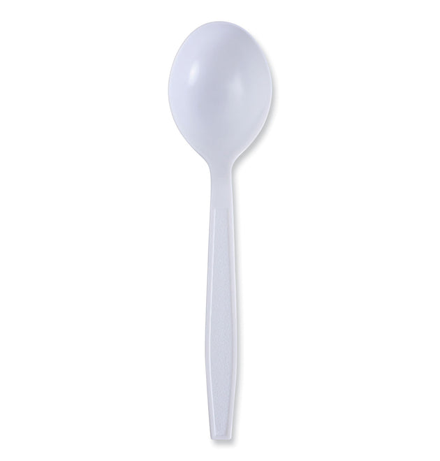 Heavyweight Wrapped Polypropylene Cutlery, Soup Spoon, White, 1,000/Carton