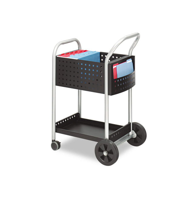 Scoot Dual-Purpose Mail and Filing Cart, Metal, 1 Shelf, 2 Bins, 22