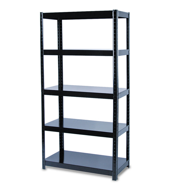 Boltless Steel Shelving, Five-Shelf, 36w x 18d x 72h, Black