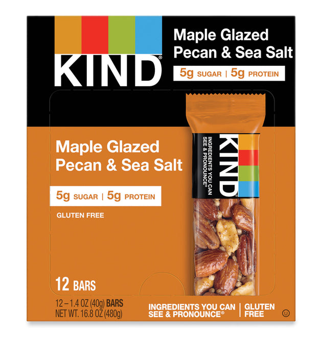 Nuts and Spices Bar, Maple Glazed Pecan and Sea Salt, 1.4 oz Bar, 12/Box