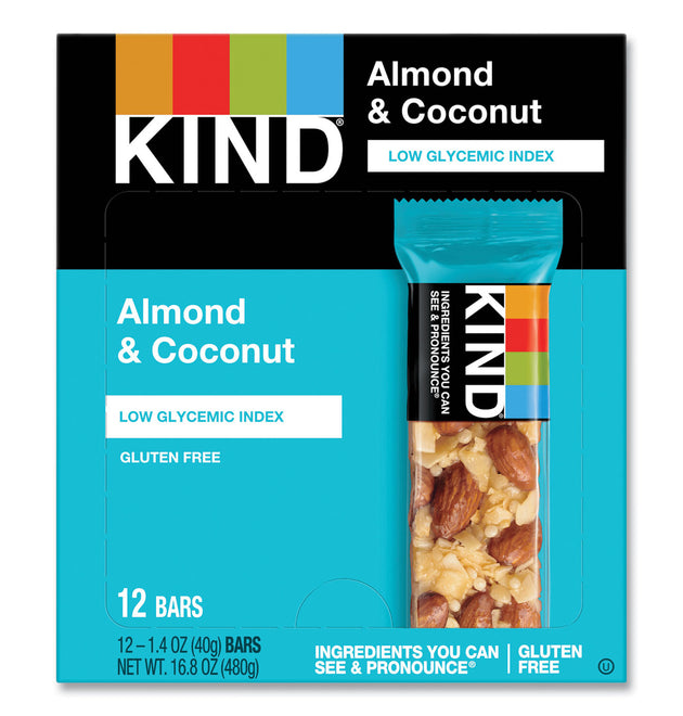 Fruit and Nut Bars, Almond and Coconut, 1.4 oz, 12/Box