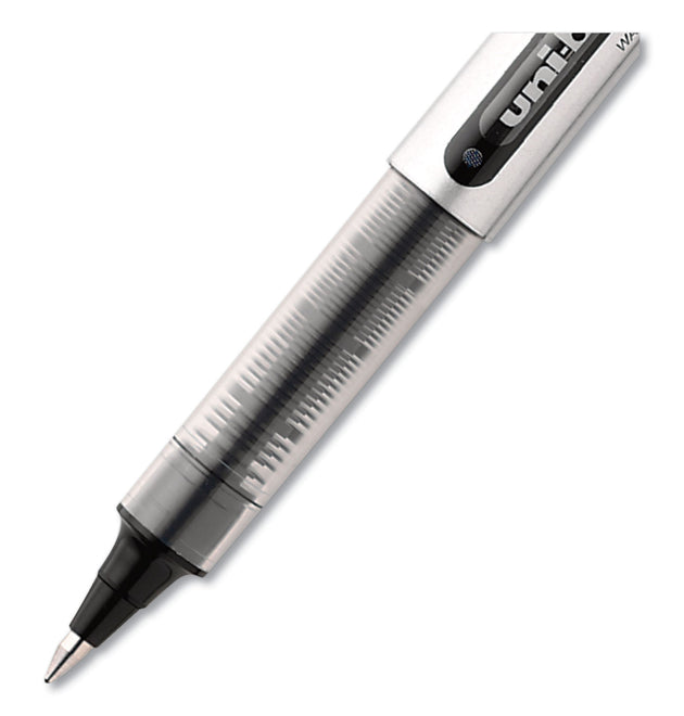 VISION Roller Ball Pen, Stick, Fine 0.7 mm, Black Ink, Silver/Black/Clear Barrel, 36/Pack