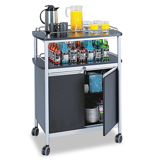 Mobile Beverage Cart, Plastic, 4 Shelves, 33.5