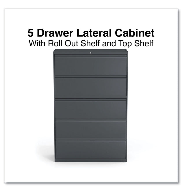 Lateral File, 5 Legal/Letter/A4/A5-Size File Drawers, Charcoal, 42