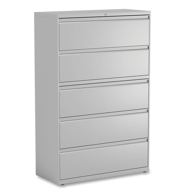 Lateral File, 5 Legal/Letter/A4/A5-Size File Drawers, 1 Roll-Out Posting Shelf, Light Gray, 42