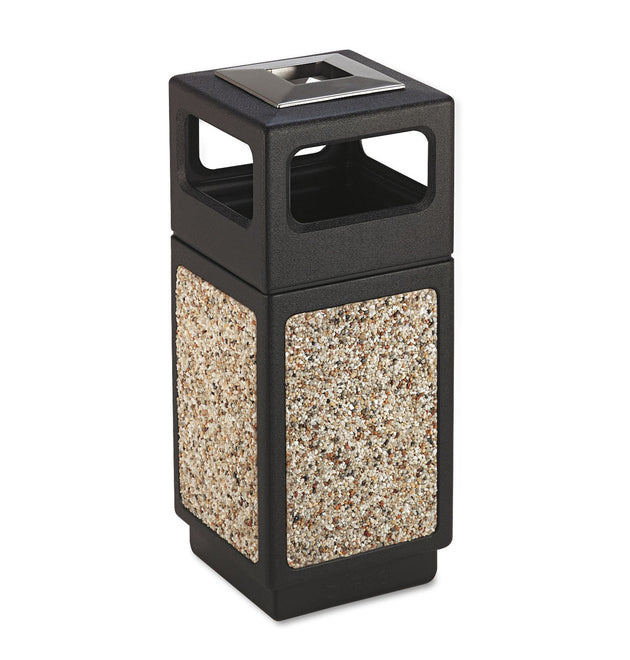 Canmeleon Aggregate Panel Receptacles, 15 gal, Polyethylene/Stainless Steel, Black