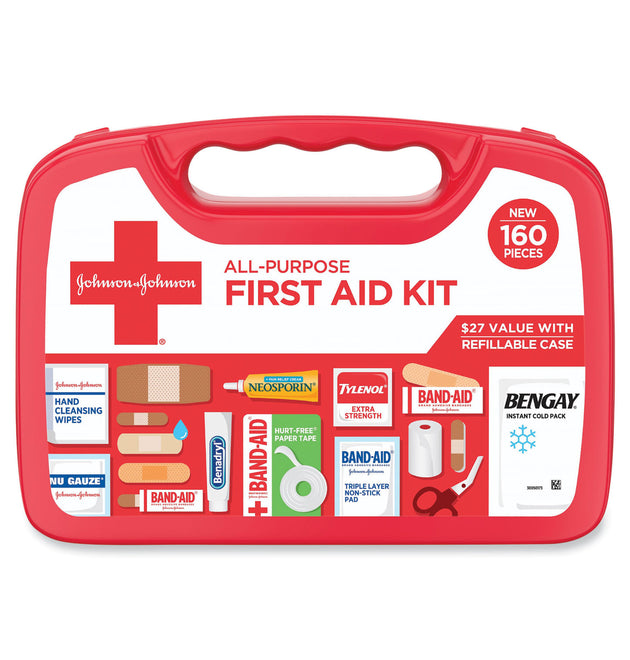 All-Purpose First Aid Kit, 160 Pieces, Plastic Case