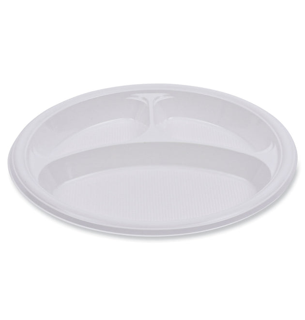 Hi-Impact Plastic Dinnerware, Plate, 3-Compartment, 10