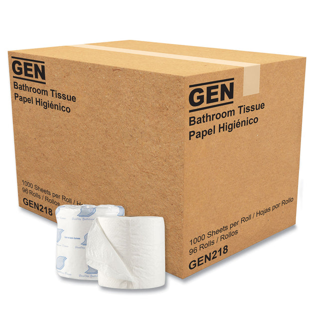 Standard Bath Tissue, Septic Safe, Individually Wrapped Rolls, 1-Ply, White, 1,000 Sheets/Roll, 96 Wrapped Rolls/Carton