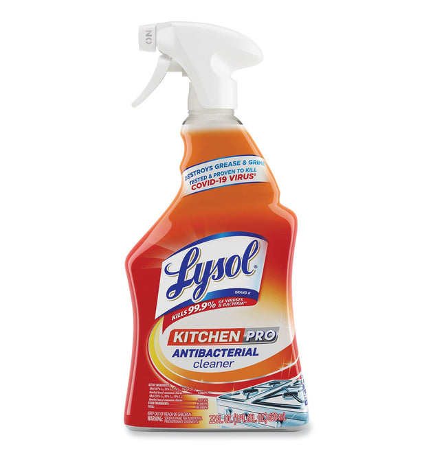 Kitchen Pro Antibacterial Cleaner, Citrus Scent, 22 oz Spray Bottle, 9/Carton