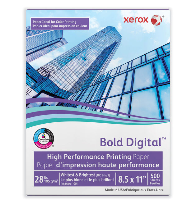 Bold Digital Printing Paper, 100 Bright, 28 lb Bond Weight, 8.5 x 11, White, 500/Ream