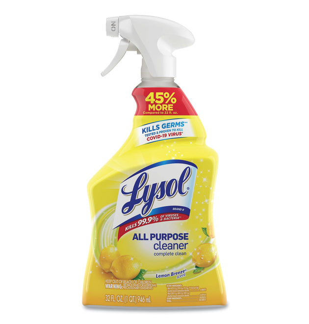 Ready-to-Use All-Purpose Cleaner, Lemon Breeze, 32 oz Spray Bottle, 12/Carton