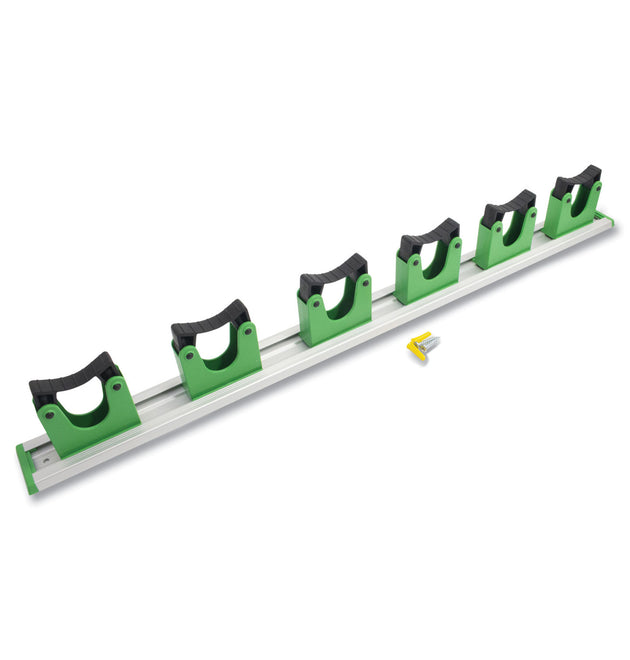 Hang Up Cleaning Tool Holder, 28w x 3.15d x 2.17h, Silver/Green