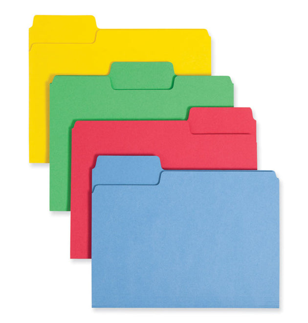 SuperTab Colored File Folders, 1/3-Cut Tabs: Assorted, Letter Size, 0.75