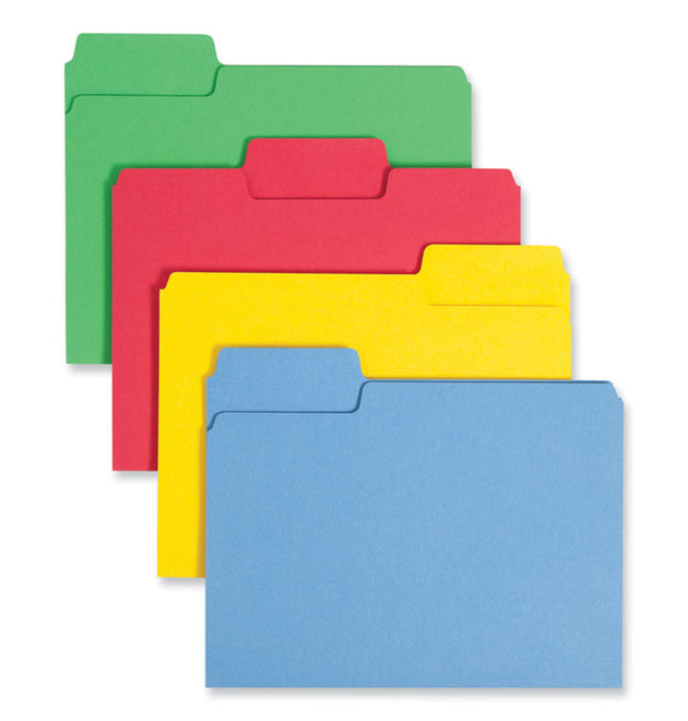 SuperTab Colored File Folders, 1/3-Cut Tabs: Assorted, Letter Size, 0.75