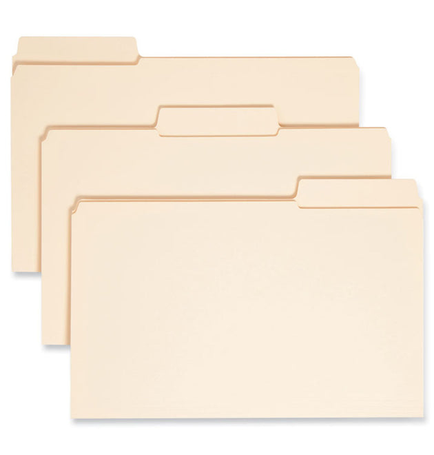 SuperTab Reinforced Guide Height Top Tab Folders, 1/3-Cut Tabs: Assorted, Legal Size, 0.75