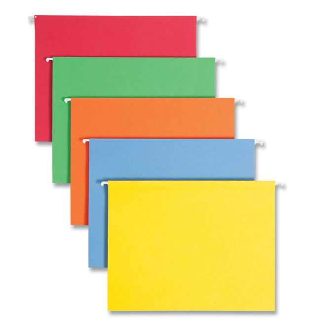 Colored Hanging File Folders with 1/5 Cut Tabs, Letter Size, 1/5-Cut Tabs, Assorted Bright Colors, 25/Box